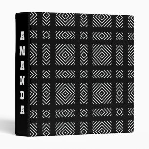 Black and white geometric pattern Ama 3 Ring Binder