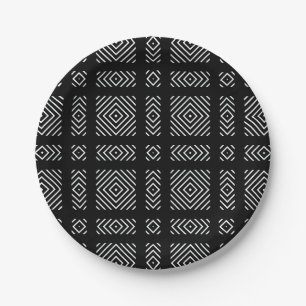 Black and white geometric pattern Ama Paper Plates