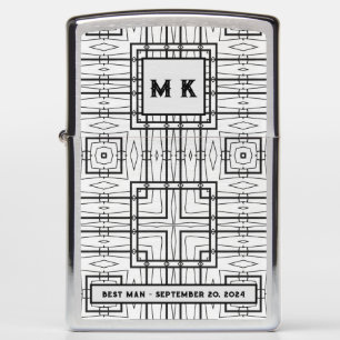 Black and White Geometric Pattern Best Man Zippo Lighter