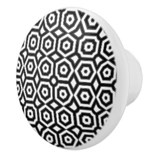 Black and white geometric pattern ceramic knob