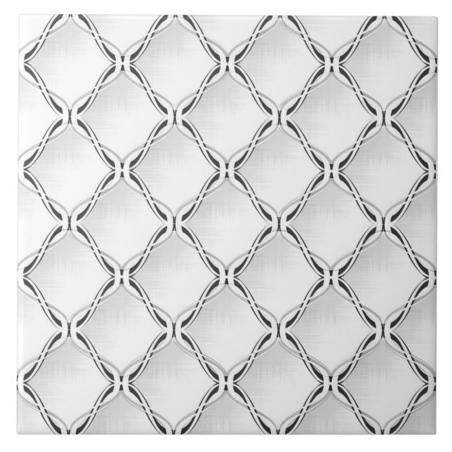 Black and white geometric pattern. ceramic tile (Front)