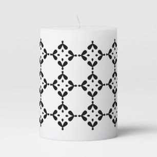 Black and white geometric pattern decorative vela pillar candle