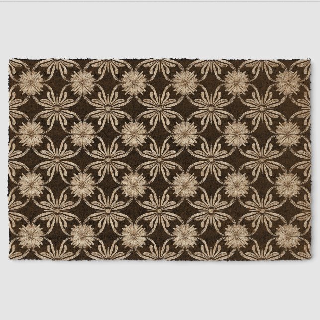Black and white geometric pattern fiber doormat (Front)