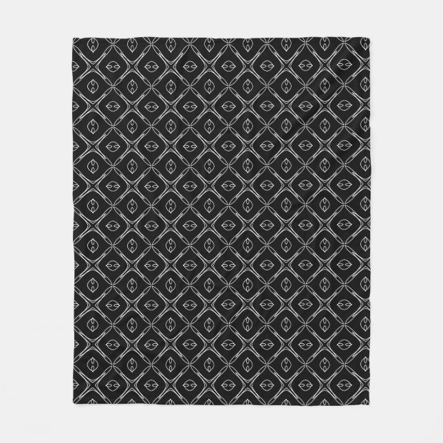 Black and White Geometric Pattern Fleece Blanket (Front)