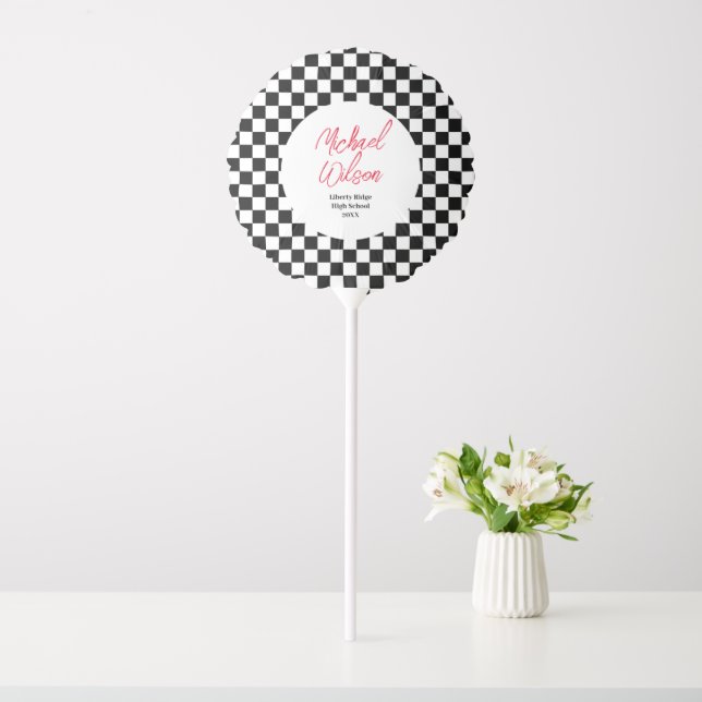 Black and white geometric pattern graduation balloon (In SItu)