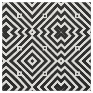 Black and White Geometric Pattern in Op Art Style Fabric