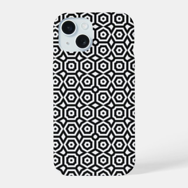 Black and white geometric pattern iphone case (Back)