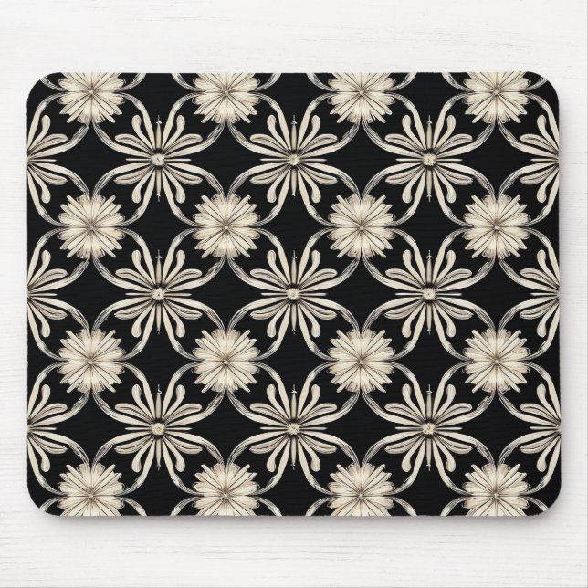 Black and white geometric pattern mouse pad (Front)