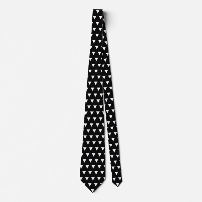 Black and White Geometric Pattern Neck Tie (Front)