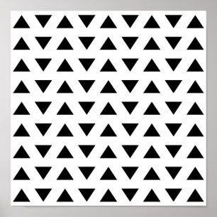 Black and White Geometric Pattern of Triangles. Poster