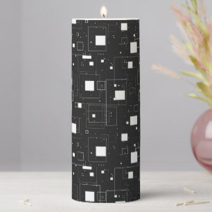 Black and White Geometric Pattern Pillar Candle