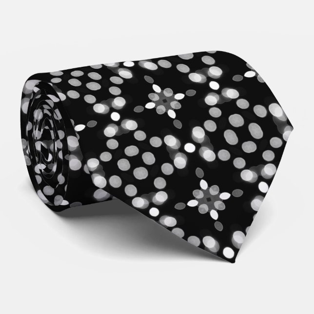 Black and White Geometric Pattern Professional Neck Tie (Rolled)