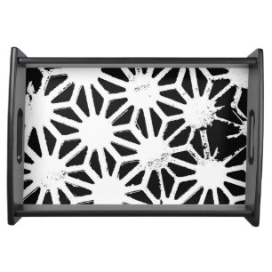 Black and white geometric pattern serving tray
