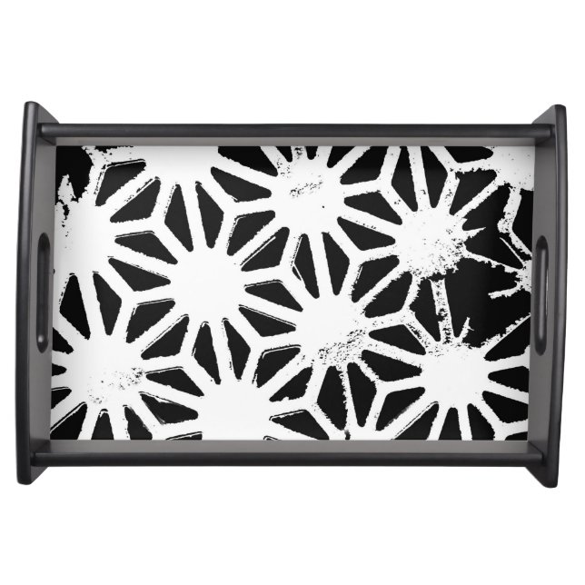 Black and white geometric pattern serving tray (Front)