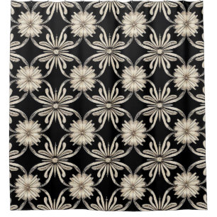 Black and white geometric pattern shower curtain