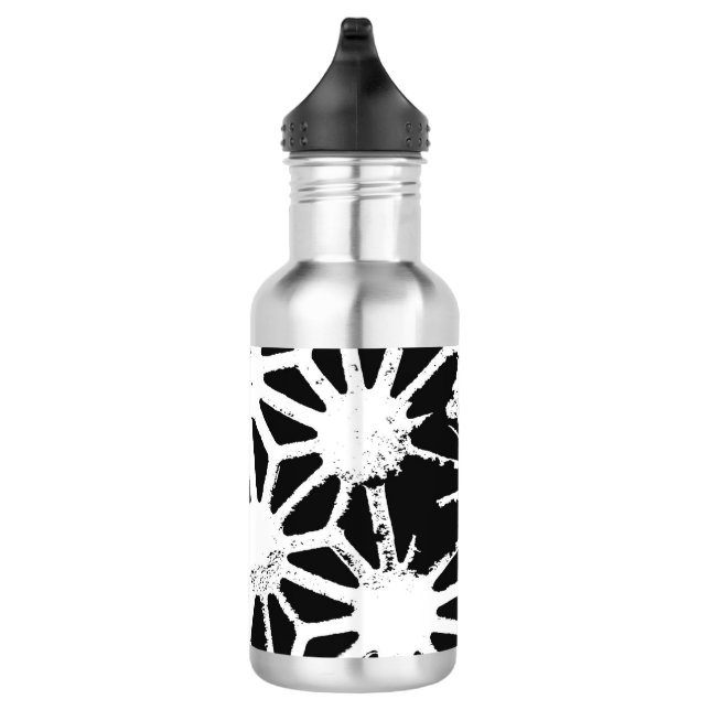 Black and white geometric pattern stainless steel water bottle (Right)