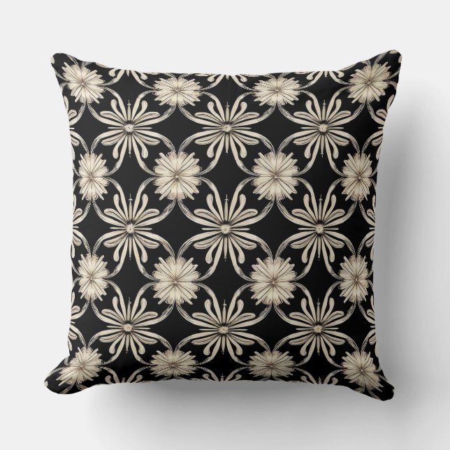 Black and white geometric pattern throw pillow (Front)