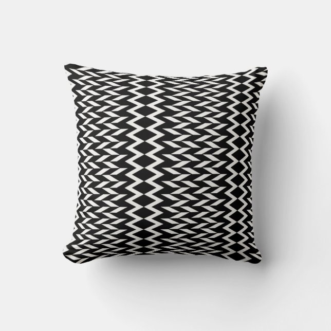 Black and White Geometric Pattern Throw Pillow (Front)