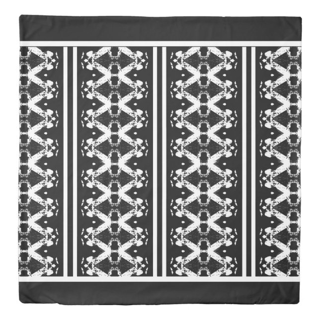Black and White Geometric Pattern Tribal Vibes Duvet Cover (Front)
