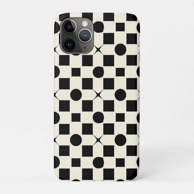 Black and White Geometric Pattern with Circles Case-Mate iPhone Case (Back)