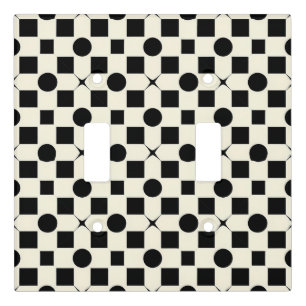 Black and White Geometric Pattern with Circles Light Switch Cover