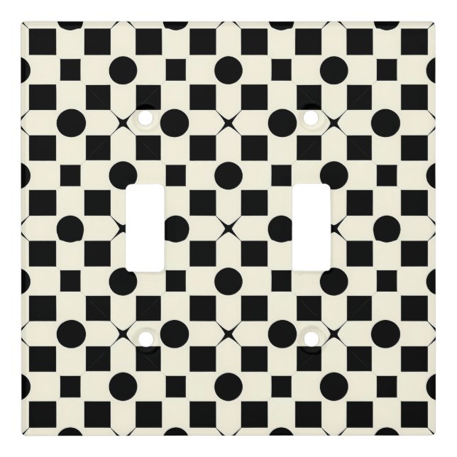 Black and White Geometric Pattern with Circles Light Switch Cover (Front)