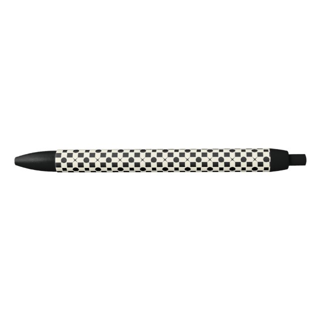 Black and White Geometric Pattern with Circles Pen (Front)