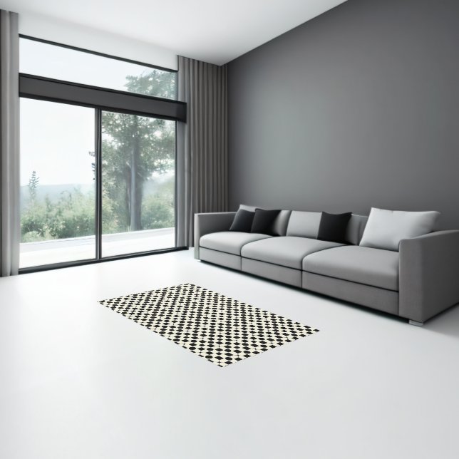 Black and White Geometric Pattern with Circles Rug (Insitu (Indoor 3))