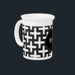 Black and White Geometric Pitcher<br><div class="desc">Black and White- always in style- Shown here  in a Stylish and trendy modern cross pattern. Shown here in Black and White for that totally Chic look</div>