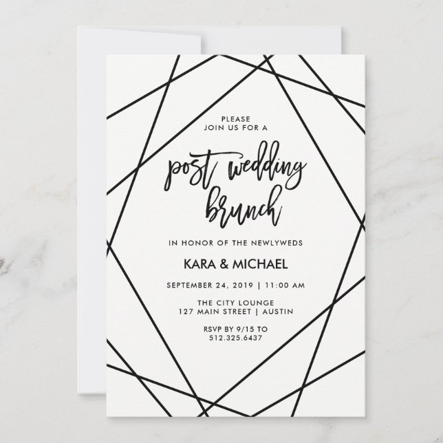 Black and White Geometric Post Wedding Brunch Invitation (Front)