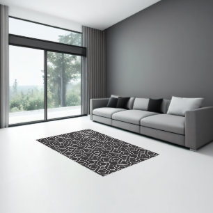 Black and white geometric seamless pattern rug