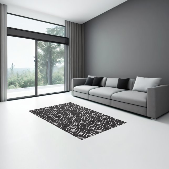 Black and white geometric seamless pattern rug (Insitu (Indoor 3))