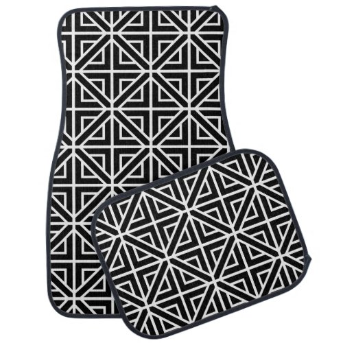 Black and White geometric shapes Car Floor Mat