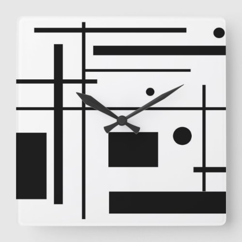 Black And White Geometric Shapes Clock