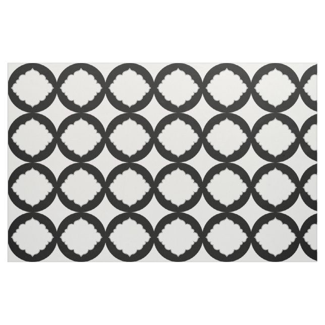 Black And White Geometric Shapes Pattern Fabric (Fat Quarter)