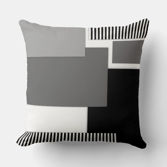 Black and white geometric shapes throw pillow (Front)