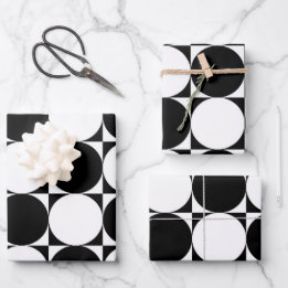 black and white geometric shapes wrapping paper sheets