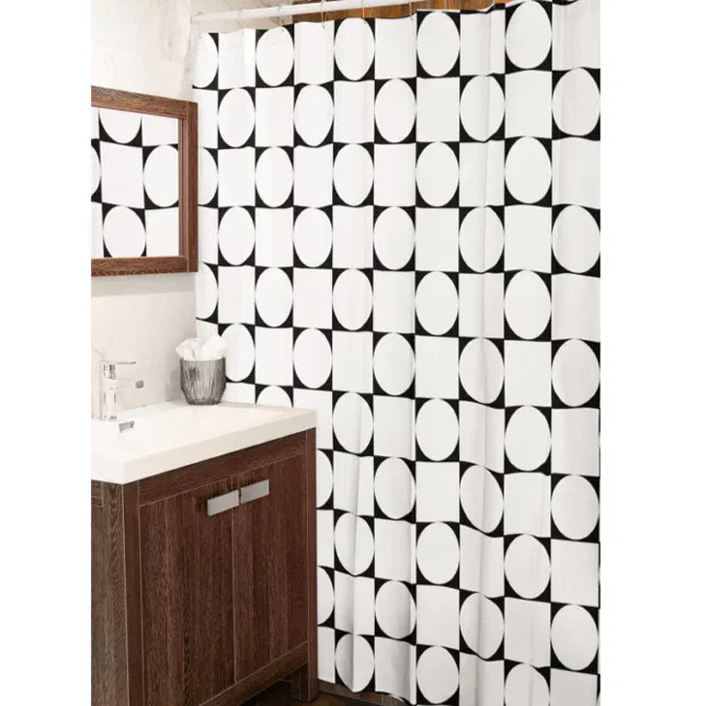 Black and White Geometric Shower Curtain | Zazzle