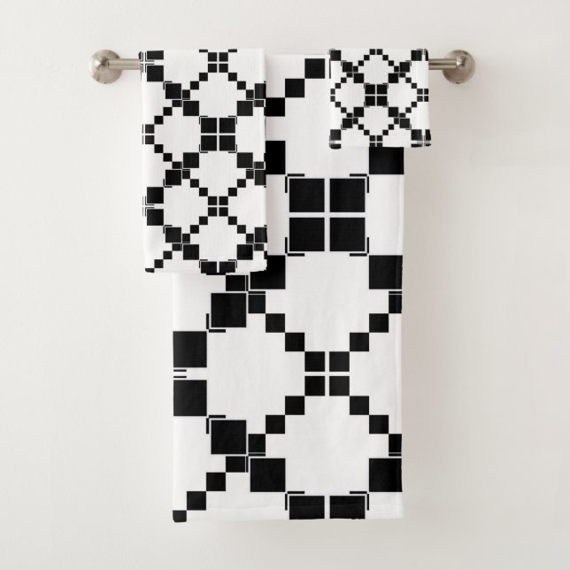 Black and white, geometric , simple , fashionable  bath towel set (Insitu)