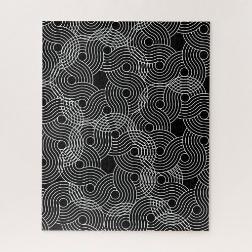 Black and White Geometric Spiral Illusion Jigsaw Puzzle | Zazzle