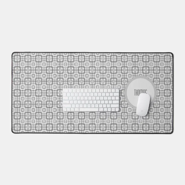 Black and White Geometric Squares Pattern Desk Mat | Zazzle