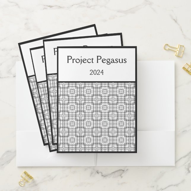 Black and White Geometric Squares Pattern  Pocket Folder (In Situ)