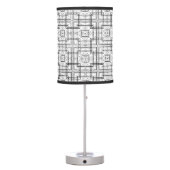 Black and White Geometric Squares Pattern  Table Lamp (Back)