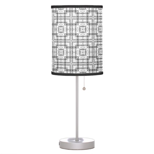 Black and White Geometric Squares Pattern  Table Lamp (Left)