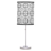 Black and White Geometric Squares Pattern  Table Lamp (Front)