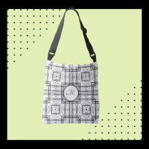 Black and White Geometric Squares Shoulder or