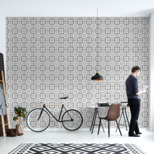 Black and White Geometric Squares Vinyl Wallpaper