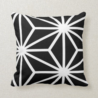 Black and White Geometric Star Pattern Throw Pillow