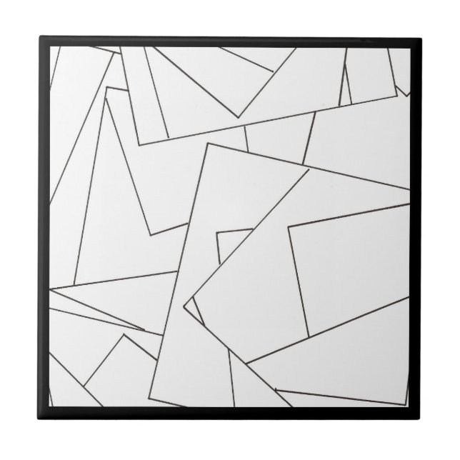 Black and White Geometric-Stylish Modern Bauhaus Ceramic Tile (Front)
