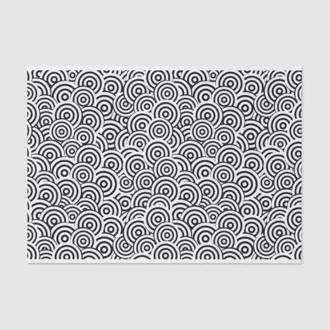 Black and White Geometric Swirl Print Tissue Paper (Front)